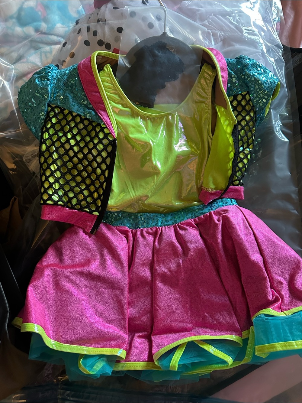 Revolution Neon Pink, Lime & Teal Kids Dance Costume
